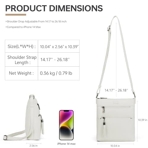 Kiss Sea Vegan Leather Crossbody Bags for Women Casual Cross Body Purse with Tassel for Travel White - Thumbnail 5