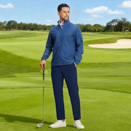 M MAELREG Golf Pants Men Fleece Lined 30"/32"/34" Solid Dress Work Pants for Men Water-Resistant Stretch Warm Winter Trousers Navy - Thumbnail 2