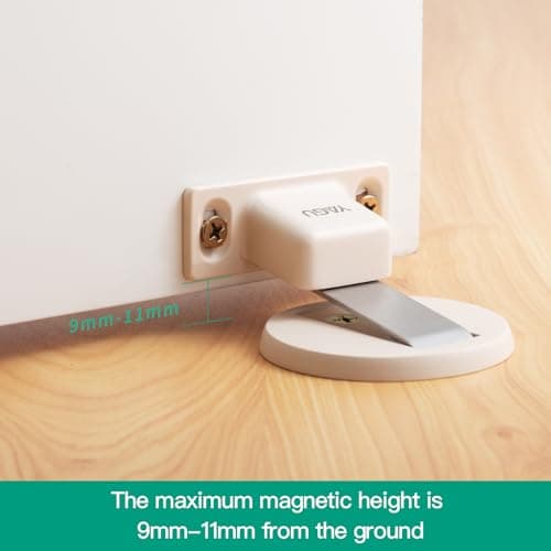 YAGU 1 Pack Invisible Magnetic Door Stopper, Zinc Alloy Door Catch with Dual Adhesive and Conceal Screw Mount No Drilling, Floor Mount Magnetic Door Holder for Bottom of Door (Beige) - Thumbnail 2
