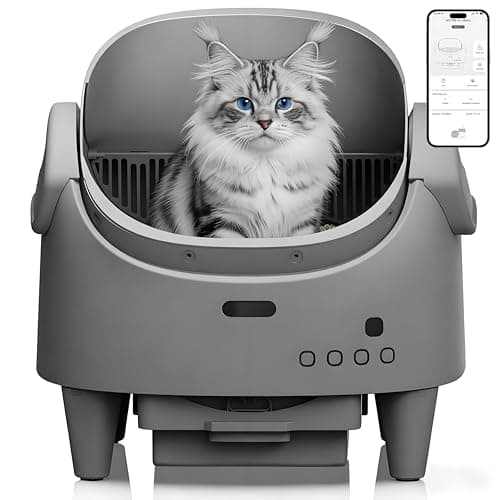 Self Cleaning Litter Box, Open Top Automatic Cat Litter Box with App Control for Multiple Cats, Electric Cat Litters Box Adjustable Entrance Height, Multi-Sensor Safety Protection, 1 Roll Garbage Bags - Image 1