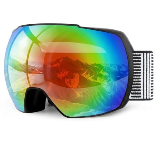 OULAIQI Ski Snow Goggles,OTG UV400 Protection,Anti Fog Skiing,Skating,Snowboarding,Snowboard Goggles For Men Women Youth (Red) - Image 1