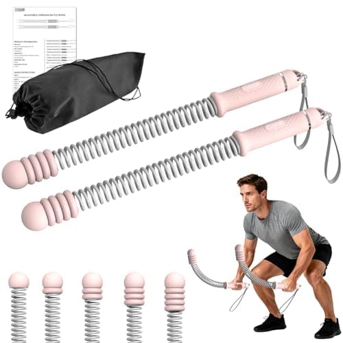 Power GUIDENCE Adjustable Weighted Ropeless Battle Ropes with 4 Resistance Rings, Portable Cordless Battle Rope for Home Gym, Progressive Strength & Low-Impact HIIT Training for Men & Women，Pink - Image 1