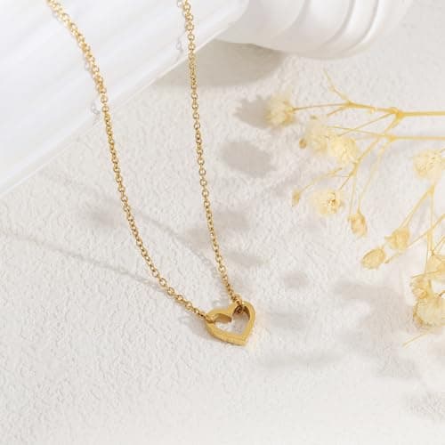 BAYLAY Heart Necklace for Women Girls, 18K Gold Plated Small Heart Necklace Gold Necklace for Women Trendy Teen Girl Gifts Trendy Stuff Gold Jewelry Christmas Valentines Gifts for Her Women Girls - Thumbnail 6