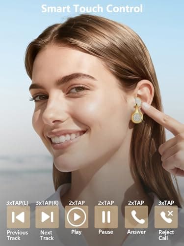 FUNNYEAH JewelPods H01 Wireless Earbuds for Small Ear, Open Ear Earbuds Jewelry-Inspired Designs Metal Headphones, Excellent Spatial Audio,Sweat and Water Resistant,72H Play - Thumbnail 4