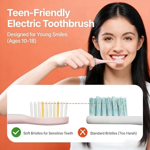 KIWIBIRD K1 MINI Sonic Toothbrush for Teenagers, Slim 85g Lightweight, 90-Day Long Battery, Travel Case & Pouch, IPX7 Waterproof, Sensitive Gums & Teeth, White - Thumbnail 2