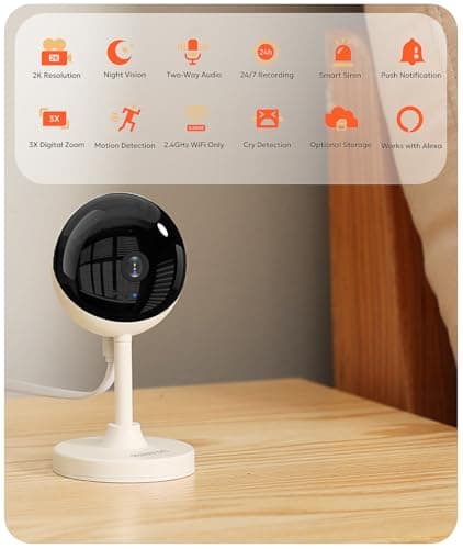 owltron Indoor Security Camera 2K, 2.4GHz WiFi Cameras for Home Security Baby Monitor Camera with Motion/Cry Detection, Pet & Dog Cam with Phone App, Night Vision, 2-Way Audio, Works with Alexa - Thumbnail 2