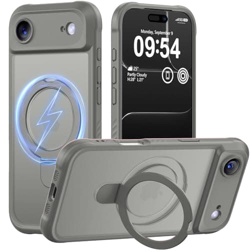 MOCCA Design for iPhone Air Case, Compatible with Magsafe [Premium Invisible Magnetic Ring Stand] [Military Drop Protection] Full Camera Guard Translucent Matte Slim Phone Cover 6.5",Titanium Gray - Image 1