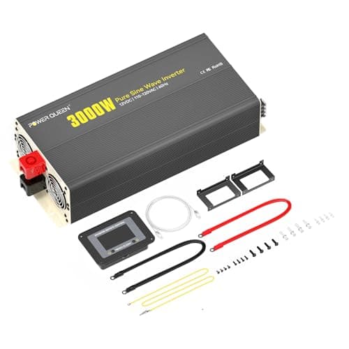 Power Queen 3000W Pure Sine Wave Inverter Charger,Solar Power Inverter 12V DC to 110V-120V AC C onverter with Remote Control,6000W Peak Power，4 AC Outlets USB Type-C for Home RV Off-Grid Solar Power - Image 1