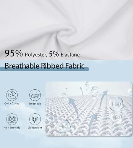 ZYQEXA Workout Tank Tops for Women with Built in Bra, Loose Sleeveless Gym Tops Seamless Racerback Athletic Yoga Shirts, White, M - Thumbnail 5