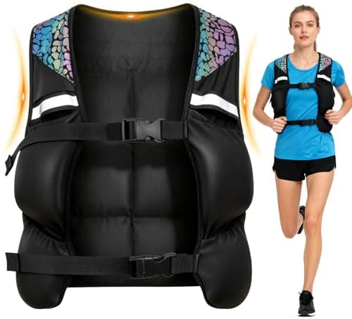 Weighted Vest for Woman Men, 0-10lbs Adjustable Running Vest with 10 Removable Weights, Weight Training Vest for Weight Loss, Colorful Reflective Straps & Phone Pockets, Machine Washable - Image 1