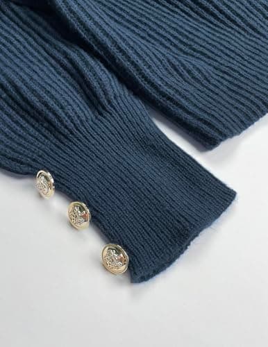 Libsorge Womens Oversized V Neck Button Sweater Spring 2026 Ladies Dressy Casual Tops Ribbed Knit Long Sleeve Pullover Sweaters Haze Blue S - Thumbnail 5