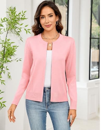 Totatuit Zip Up Jacket for Women Casual Lightweight Cardigan Long Sleeve Knitted Sweatshirts Crewneck Clothes Zip Up Sweater Tops White XXL - Thumbnail 6