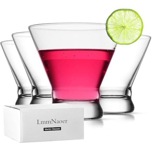LmmNaoer Stemless Martini Glasses Set of 4, 8.5 OZ Crystal Clear Cocktail Glasses for Margarita/Manhattan, Ideal for Home Bar & Gifting - Image 1