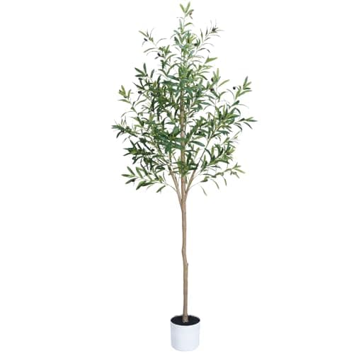 Sillaff Olive Tree 6FT Fake Tree Faux Plants Indoor with Pot Artificial Tree Nearly Natural Olive Branches and Fruits for Living Room Home Office Decorations - Image 1