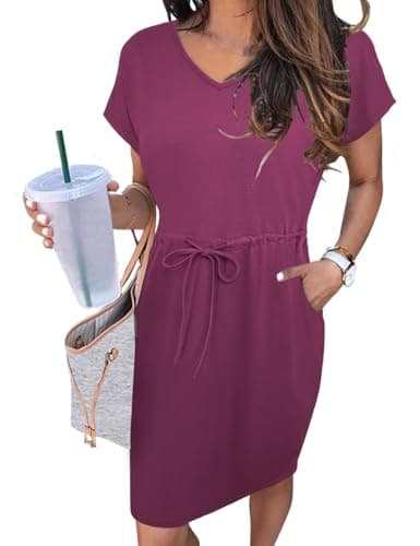 Wedding Guest Boho Maxi Cocktail Prom Dress Summer Homecoming HOCO Formal Midi Casaul Dresses for Women 2026 Tennis Athletic Pink Dress Beach Vacation Clothes Fashion Clothing Business Outfits M - Thumbnail 2