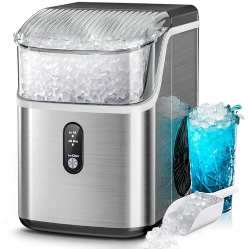 Kismile Nugget Ice Makers Countertop,Portable Ice Machine with Crushed Ice, 35lbs/Day,Self-Cleaning,One-Click Operation for Home Use(Silver) - Image 1