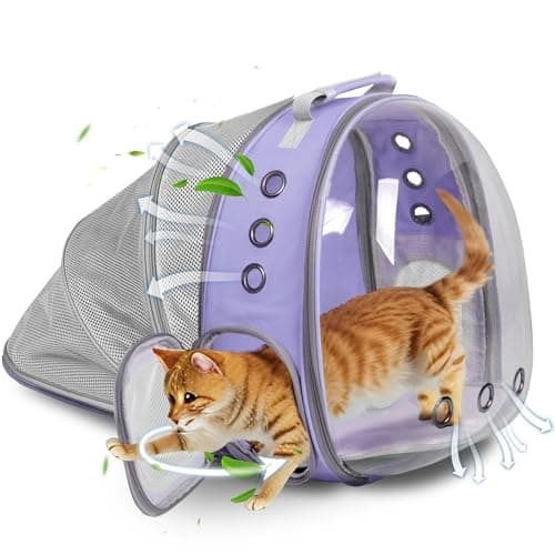 Pet Carrier Backpack Expandable for Cats and Small Dogs, Breathable Anti-Collapse Design, Airline Approved Travel Backpack for Hiking and Outdoor Use (Back Expandable-Purple)