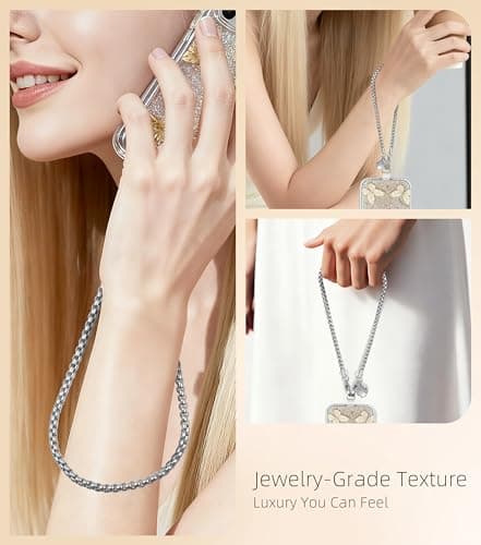 ROCONTRIP Metal Phone Lanyard with Gold Chain Detachable Phone Chain Wristlet with 2 Tether Tabs Universal iPhone Wrist Strap Premium Metal Buckles,Non-Rust,Unbreak iPhone Wristlet For Travel Shopping - Thumbnail 6