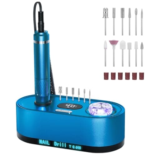 JOSGLOI Electric Nail Drill Professional: 40000RPM Electric Nail File Kit E File Nail Drill Machine with LCD Display for Acrylic Gel Nail, Manicure Pedicure Polishing Nail Grinder for Salon Home Use