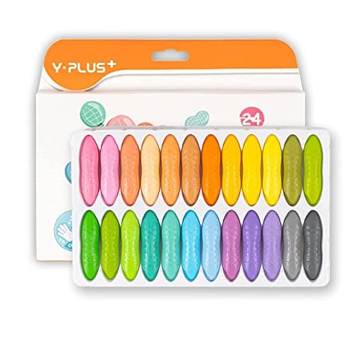 YPLUS Peanut Crayons for Kids, 24 Pastel Colors, Non-Toxic, Washable, Durable, Easy to Grip, Bright Colors, Ideal for Toddlers & Preschoolers, Ages 1-8 - Image 1