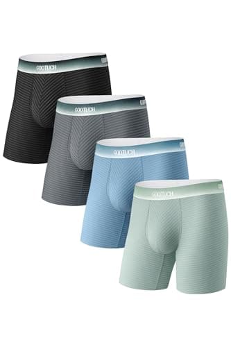 GOOTUCH Men's Breathable Cool Underwear, Moisture Wicking Odor Control Boxer Briefs, Stretch Seamless & Quick Dry(Black, Grey Blue, Dark Gray, Green,X-Large) - Image 1