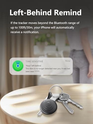 Lmrbelec Tracker Tags, Work with Apple Find My (iOS Only), Tracking Device Item Finder Locator Smart Tag for Luggage, Keys, Wallet, Bike (Black, 2 Pack) - Thumbnail 5