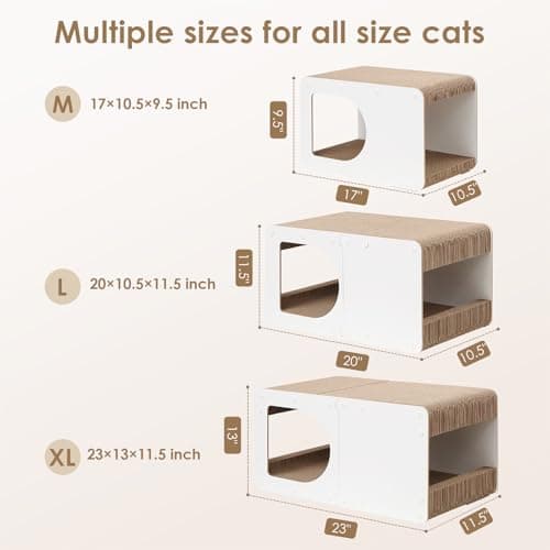 EHEYCIGA Cardboard Cat Scratcher House, 23-Inch Corrugated Cat Scratcher for Indoor Cats, Extra Large Scratching Board Pad, White - Thumbnail 6