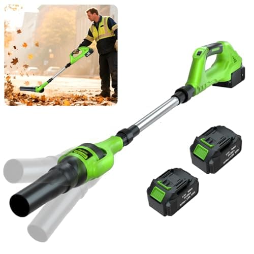 Leaf Blower Cordless, 21V Electric Leaf Blower Cordless with 2 Batteries, Adjustable 300° Multi-Angle Rotation Nozzle 3 Speed Modes 500CFM/180MPH for Lawn Care, Patio, Dust, Leaves, Yard, Car, Gutter - Image 1