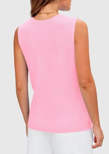 PRETTYGARDEN Women's 2026 Spring Sweater Vest Sleeveless Button Down Knit Cardigan Tank Tops Summer Business Casual Outfits (Light Pink,XX-Large) - Thumbnail 2