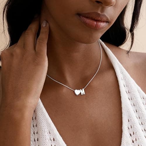 Eaciy Silver Initial Necklaces for Women, 18K White Gold Plated Heart Initial Necklace Dainty Letter Y Silver Necklace for Women Trendy Birthday Gifts Jewelry - Thumbnail 3