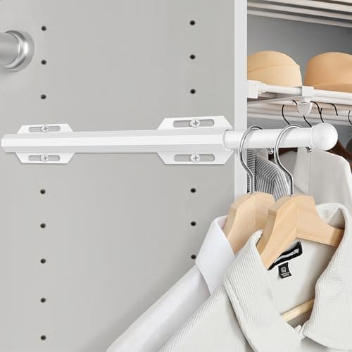 Valet Rod For Closet Pull Out, Heavy Duty Adjustable Valet Rod For Closet, Laundry Room, Bedroom, Bathroom (White) - Image 1