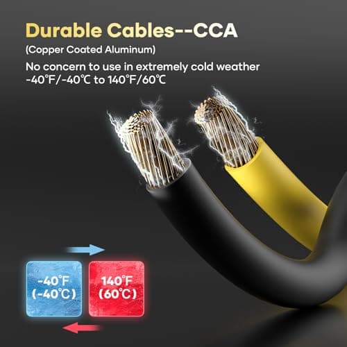 AutoChat Jumper Cables for Car, Heavy Duty Automotive Booster Cables for Car, SUV and Trucks Battery, for Jump Starting Dead or Weak Batteries with Carry Bag, Gloves, Brushes(6 Gauge 16 Feet) - Thumbnail 3
