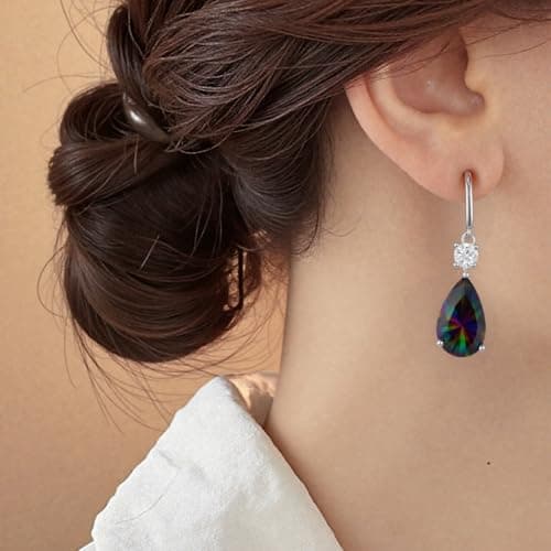 Teardrop Dangle Drop Earrings -925 Sterling Silver Birthstone Earring Jewelry Birthday Gifts for Women,Girlfriend,Wife,Mom - Graduation, Friendship,Birthday, Anniversary (06 - Alexandrite) - Thumbnail 5