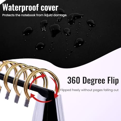 Yoment Top Spiral Notebook, Steno Pads College Ruled, 300 Pages Top Bound Notebook, 7 × 10 Flip Notebooks Left-Handed Notebooks for Work School Office Business, Black - Thumbnail 5