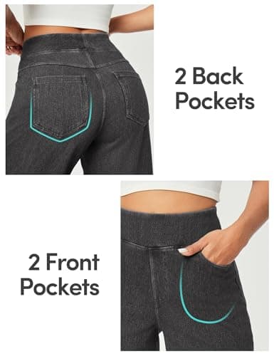 IUGA Wide Leg Jeans Woman High Waisted Pull On Baggy Jeans for Women Stretchy Trendy Womens Jean Straight Casual Denim Pants Gray - Thumbnail 5