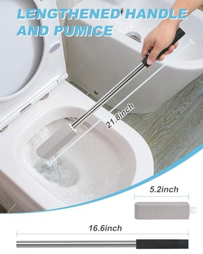 22" Long Pumice Stone Toilet Bowl Cleaner - Toilet Pumice Stone with Stainless Handle - Bathroom Cleaner Toilet Brush - Hard Water Stains Remover for Toilets, Bathtubs, Kitchen, Pool, Tile Cleaning - Thumbnail 2