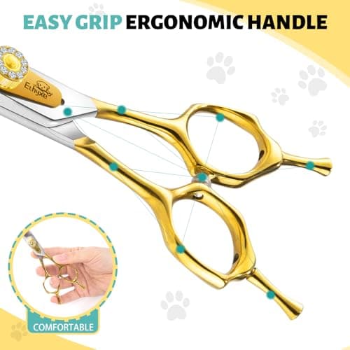 Ethyxe 7 Inch Curved Dog Grooming Scissors Made Of 440C Stainless Steel Professional Downward Curved Pet Face Trimming Shears with Jewelled Screw, Sharp & Comfortable for Groomers - Thumbnail 4