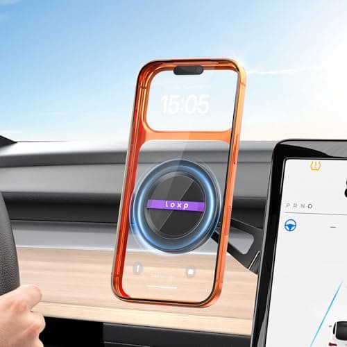 LOXP Upgrade Tesla Phone Mount [Strong Magnetic & Foldable] MagSafe Car Mount for Tesla Model 3/Y/Juniper, 360 Rotating Tesla Phone Holder Fits for iPhone 17 16 15 Pro Max, Tesla Accessories - Image 1