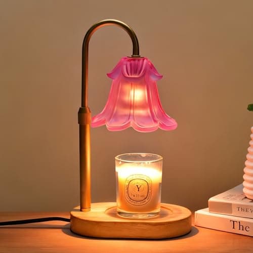 Lsctiff Candle Warmer Lamp with Timer Dimmable, Wax Melt Warmer Adjustable Height, Flower Warmer Lamp with 2 Bulbs for Jar Candles, House Warming New Home Decor, Gift for Mom Women (Rose Red) - Image 1