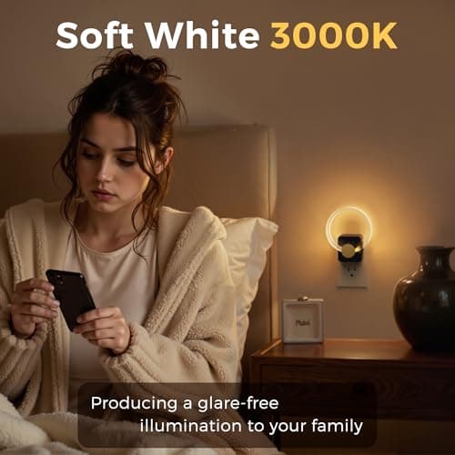 L LOHAS LED Night Lights Plug into Wall, Plug in Night Light with Light Sensor, 3000K Soft White, 0-100LM Brightness Adjustable, Acrylic Nightlight for Bathroom Bedroom Hallway - Thumbnail 5