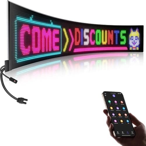 Large Programmable LED Sign, P5 Resolution Indoor Store LED Sign, Bluetooth APP, for Business Retail Shop Window Display (37"x 8")