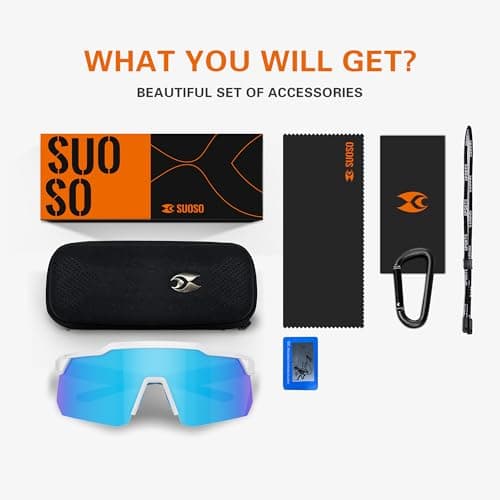 suoso Cycling Sports Sunglasses for Men: UV400 Protection Sun Glasses Youth Glasses for Driving Running Baseball Golf - Thumbnail 6