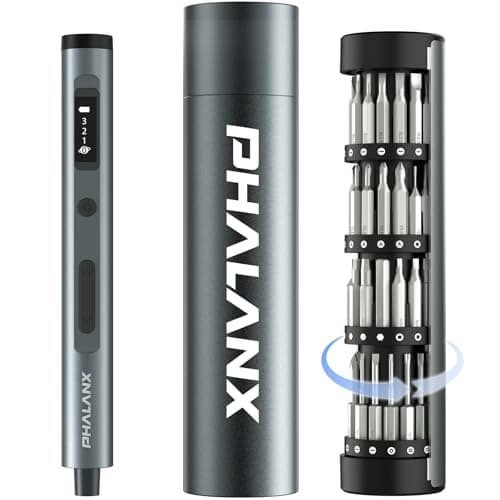 60-in-1 Electric Screwdriver, Mini 3.7V Cordless Precision Screwdriver Set with Magnetic Rotatable Rack & 60 Bits, 5/32" Hex, Type-C Rechargeable, for Phone, Camera, Laptop, Watch Repair (Grey) - Image 1