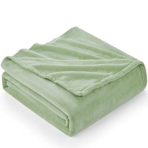 Hansleep Fleece Sage Green Queen Blanket, Super Soft Flannel Fuzzy Plush Cozy Blanket for All Seasons, Sage Green, Queen 90x90 Inches - Image 1