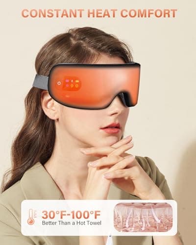 ZZR SEVEN Eye Massager with Heat, 7 Heating and Vibration Modes, Eye Mask, Birthday Gifts for Women, Men, Friend, Mom and Dad, Sleep Mask for Relax, Migraine Relief, Improve Sleep, Black - Thumbnail 3