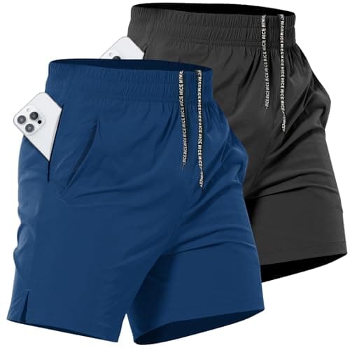 Lempue 2 Pack Mens Athletic Workout Shorts 7 Inch Quick Dry Gym Shorts with Pockets, Sports Tennis Running Shorts for Men - Image 1