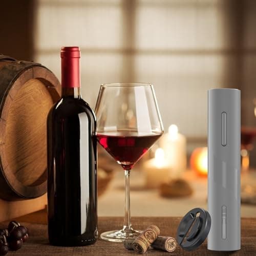 COKUNST Electric Wine Opener, Automatic Operation Corkscrew, Battery Operated Wine Bottle Opener with Foil Cutter, Wine Gift for Wedding Kitchen Party Home, Grey - Thumbnail 6