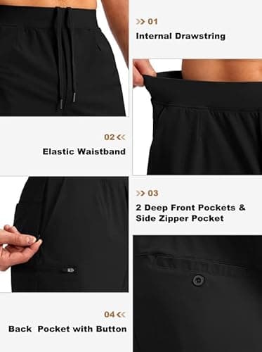 Viodia Men's 7" Golf Shorts with 5 Pockets Elastic Waist Dry Fit Stretch Lightweight Shorts for Men Hiking Casual Athletic Black - Thumbnail 5