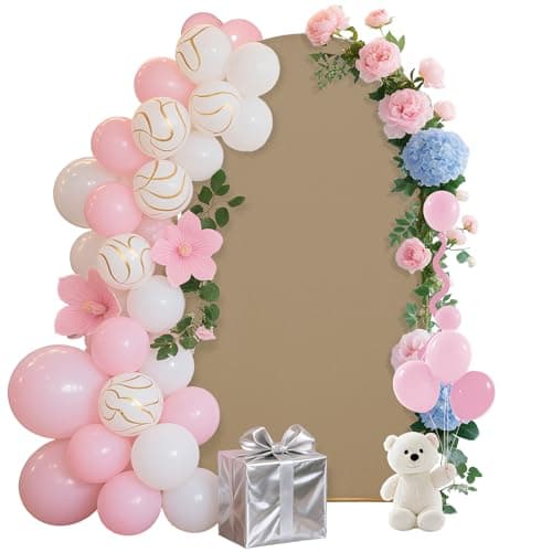 7.2FT Wedding Arch Covers Arch Backdrop Cover Arch Stand Covers Set Arch Cover Spandex Fabric Stretchy Backdrop for Wedding Birthday Party Decoration Baby Shower (Khaki) - Image 1