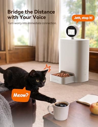Automatic Cat Feeder with Camera 360°, 2K HD with Night Vision & 2-Way Audio Auto Dog Feeder, 2.4G/5G Smart Pet Feeder with Display & APP, 5.5L Video Recording Timed Food Dispenser for Cats/Dogs - Thumbnail 3
